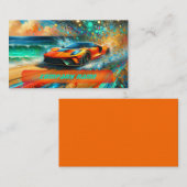 Das lebendige Orange Sportscar am Strand von Tropi Visitenkarte (Vorne/Hinten)