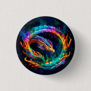 Das lebendige Ouroboros Dragon Art Symbol Button