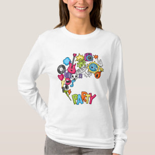 Das lebendige Party Kawaii Doodle Art T-Shirt