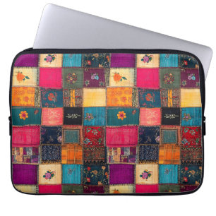 Das lebendige Patchwork Quilt mit klassischen Flor Laptopschutzhülle