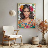Das lebendige Portrait von Latino American Girl Wa Poster