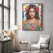 Das lebendige Portrait von Latino American Girl Wa Poster