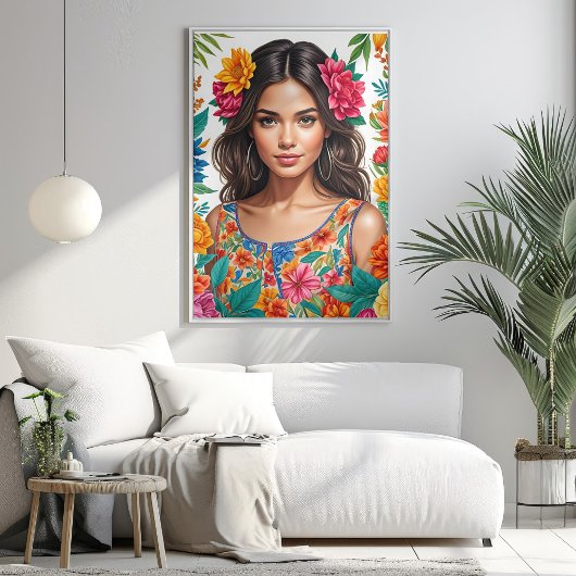 Das lebendige Portrait von Latino American Girl Wa Poster