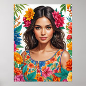 Das lebendige Portrait von Latino American Girl Wa Poster (Vorne)