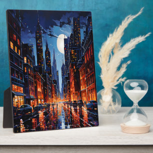 Das lebendige Stadtbild am Abend Städtische Kunst Fotoplatte