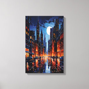 Das lebendige Stadtbild am Abend Städtische Kunst Leinwanddruck