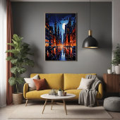 Das lebendige Stadtbild am Abend Städtische Kunst Poster