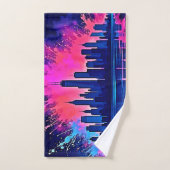 Das lebendige Stadtbild Splash Art Badhandtuch Set (Handtuch)