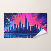 Das lebendige Stadtbild Splash Art Badhandtuch Set (Handtuch)