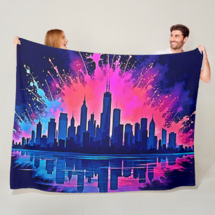 Das lebendige Stadtbild Splash Art Fleecedecke