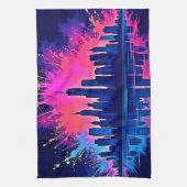 Das lebendige Stadtbild Splash Art Geschirrtuch (Vertikal)