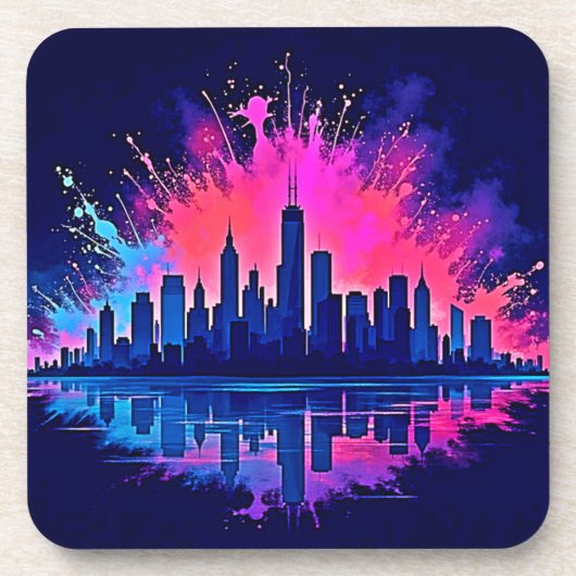 Das lebendige Stadtbild Splash Art Getränkeuntersetzer (Vorderseite)