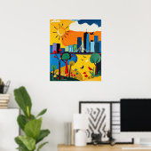 Das lebendige Stadtbild verbindet Stadt und Natur Poster (Heimbüro)