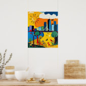 Das lebendige Stadtbild verbindet Stadt und Natur Poster (Küche)