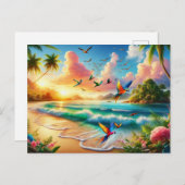 Das lebendige Tropenparadies Malerei Postkarte (Vorne/Hinten)