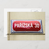Das legendäre Straßenzeichen von Prag Postkarte (Vorne/Hinten)