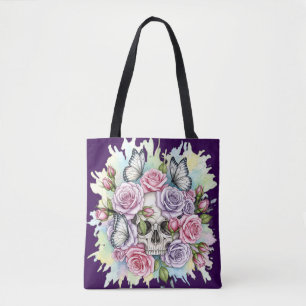 Das leichte Vermächtnis - Gothic Skull & Rose Tote Tasche