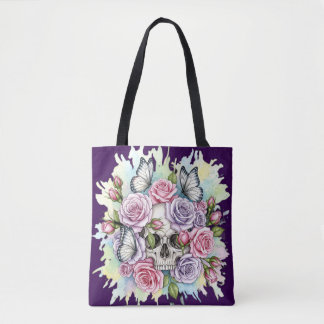 Das leichte Vermächtnis - Gothic Skull & Rose Tote Tasche