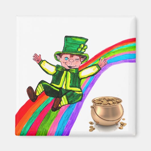 DAS LEPRECHAUN IM RAINBOW-Magnet Magnet (Vorne)