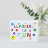 DAS LERNEN IST FUN FAPPY FACES BILDUNG SCHOOL MOTT POSTKARTE (Stehend Vorderseite)