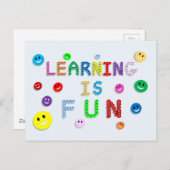DAS LERNEN IST FUN FAPPY FACES BILDUNG SCHOOL MOTT POSTKARTE (Vorne/Hinten)