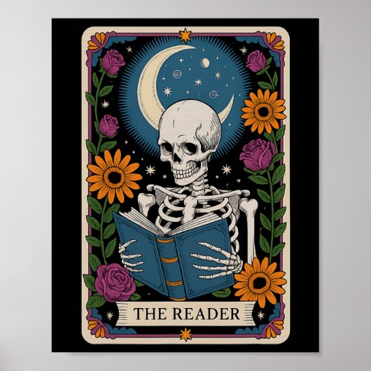 Das Lesebuch der Lesekarte des Tarots Skeleton Poster (Vorne)