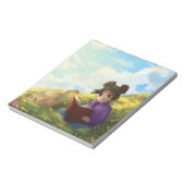 Das Lesegerät und der gelangweilte Katzen-Notepad Notizblock (Rotiert)