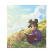 Das Lesegerät und der gelangweilte Katzen-Notepad Notizblock (Vorderseite)