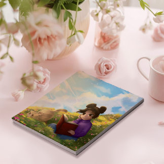 Das Lesegerät und der gelangweilte Katzen-Notepad Notizblock