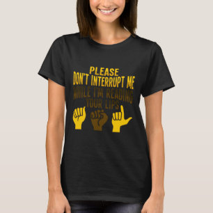 Das Lesen von Asl Hand Gesture Deaf Hörverlust Awa T-Shirt