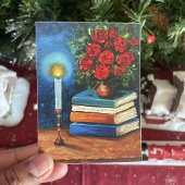 Das Lesen von Büchern zum Thema Kunst und Stillleb Poster