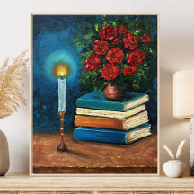 Das Lesen von Büchern zum Thema Kunst und Stillleb