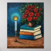 Das Lesen von Büchern zum Thema Kunst und Stillleb Poster (Vorne)