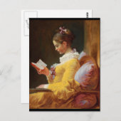 Das Lesermädchen in gelbem Kleid Postkarte (Vorne/Hinten)