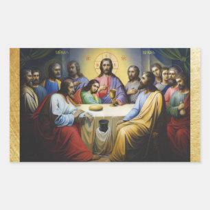 Das letzte Abendessen Jesus Christus Weihnachtsauf Rechteckiger Aufkleber