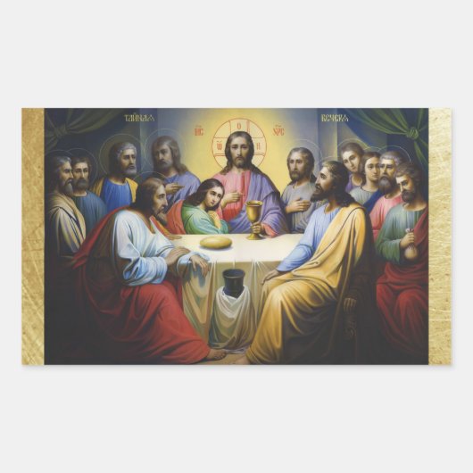 Das letzte Abendessen Jesus Christus Weihnachtsauf Rechteckiger Aufkleber (Vorderseite)
