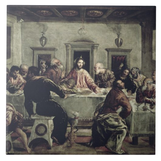 Das letzte Abendessen (Öl auf Leinwand) 2 Fliese (Vorderseite)