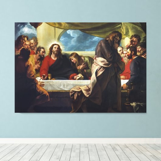 Das letzte Abendessen von Benjamin West Leinwanddruck (Insitu (Holzboden))