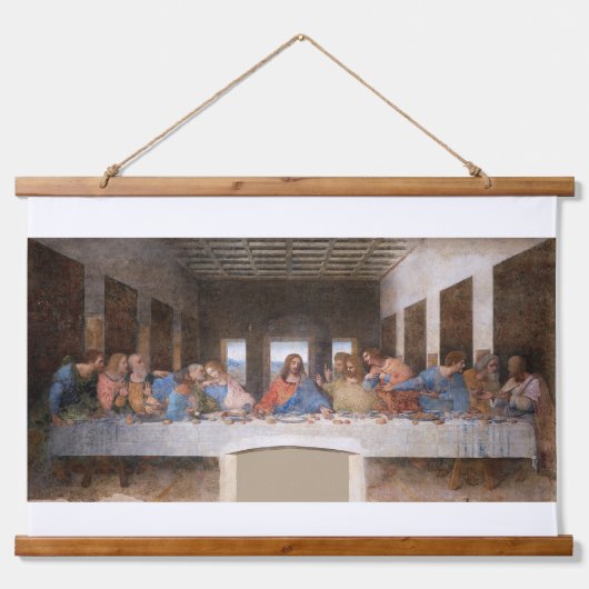Das letzte Abendessen von Leonardo da Vinci Wandteppich Mit Holzrahmen (Vorne)