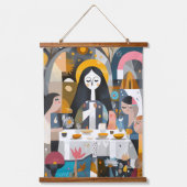 Das letzte Abendmahl erregt: Abstrakte Kunst Wandteppich Mit Holzrahmen (Vorderseite)