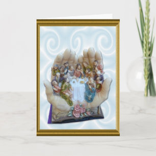 Das letzte Abendmahl, in der Hand Gottes Feiertagskarte