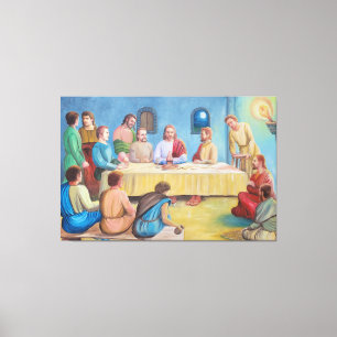 Das letzte Abendmahl: Jesus und die Jünger Leinwanddruck