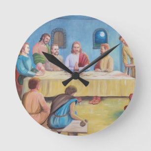 Das letzte Abendmahl: Jesus und die Jünger Runde Wanduhr
