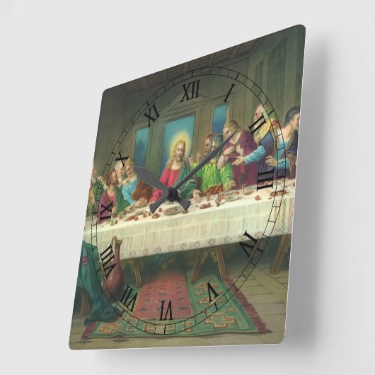 Das letzte Abendmahl stammt ursprünglich von Leona Quadratische Wanduhr (Winkel)