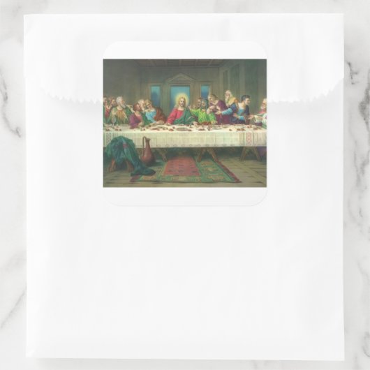 Das letzte Abendmahl stammt ursprünglich von Leona Quadratischer Aufkleber (Tasche)