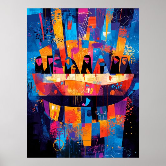 Das letzte Abendmahlzeit - Abstrakt geometrisch Poster (Vorne)