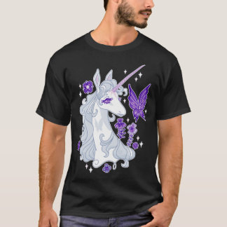 Das letzte Einhorn-Porträt Schmetterlingsflüstern T-Shirt