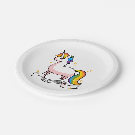 Das letzte Llamacorn Pappteller (Schrägansicht)