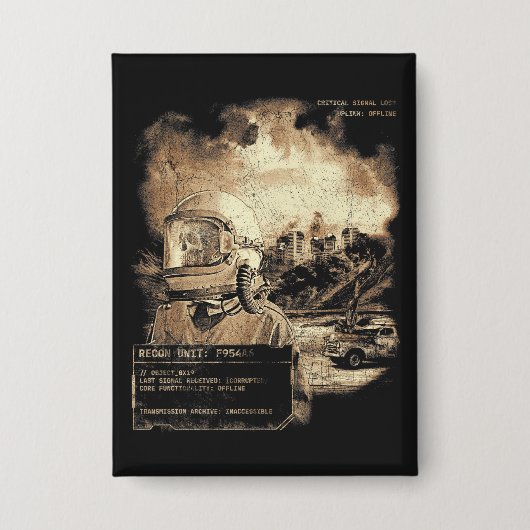 Das letzte Signal - Techno-Dystopian Streetwear Button (Vorderseite)