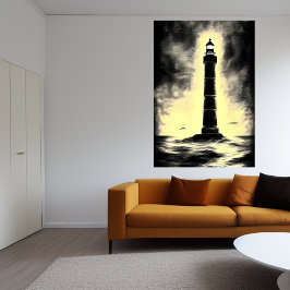 Das Leuchtturm am Meer | AI Art Poster